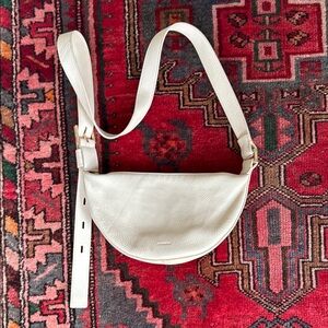 All Saints Cream Halfmoon Crossbody Bag